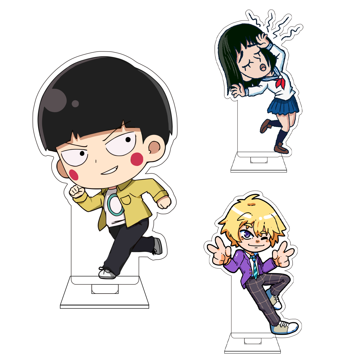 Cute Anime Merchandise - 10CMアニメ モブサイコ 百 コスプレ かわいいアクリルフィギュアスタンドプレート 雷電アタカタ