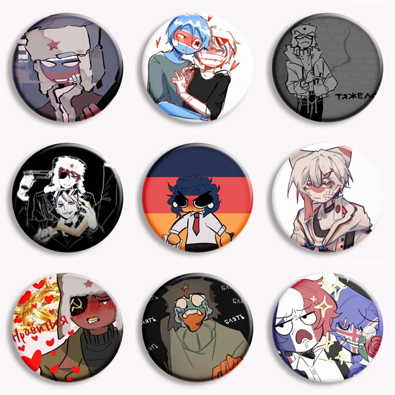 Pin Button Badge - Countryhuman ファンアートボタンピンおかしいアニメ漫画ブローチバッジ子供のためのバッグの装飾アクセサリーファン収集友人ギフト 58 ミリメートル