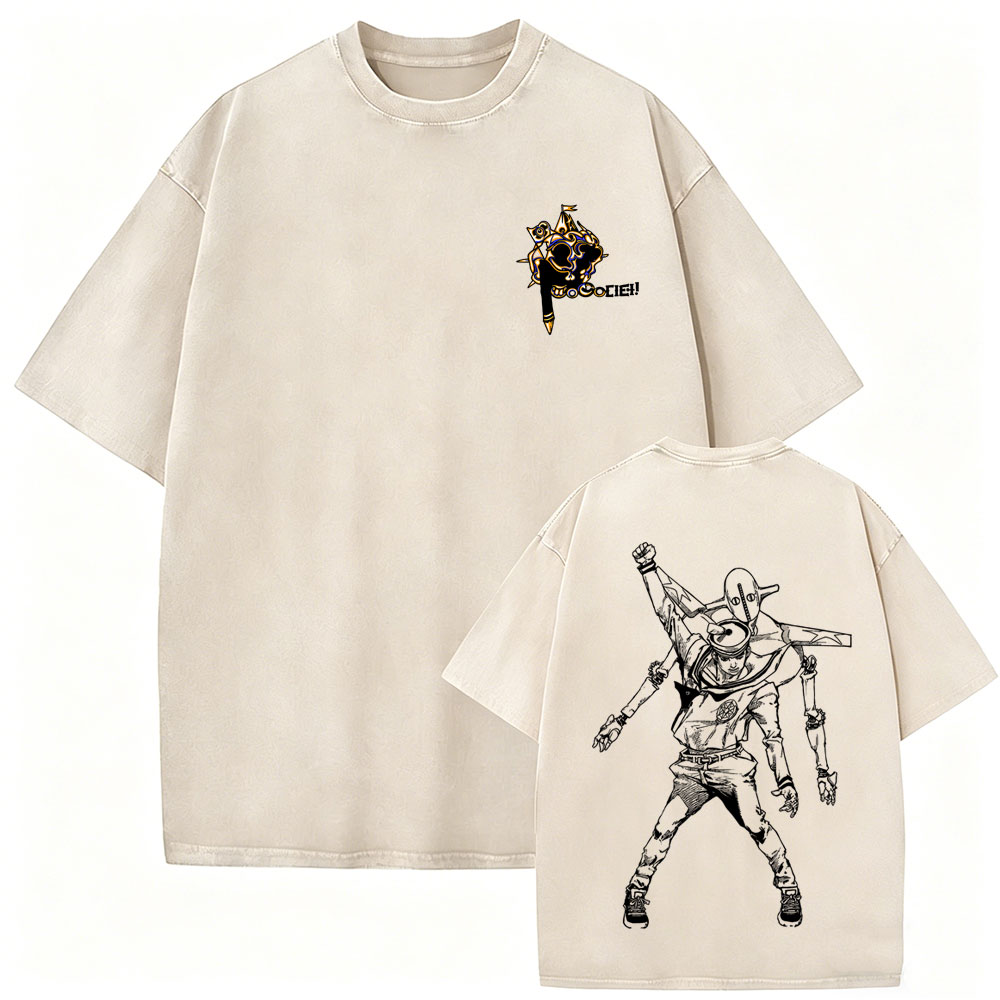 Jojo Anime Merchandise - ウォッシュドヴィンテージアニメジョジョの奇妙な冒険Tシャツ漫画東方仗助Tシャツメンズレディース漫画レトロオーバーサイズTシャツ