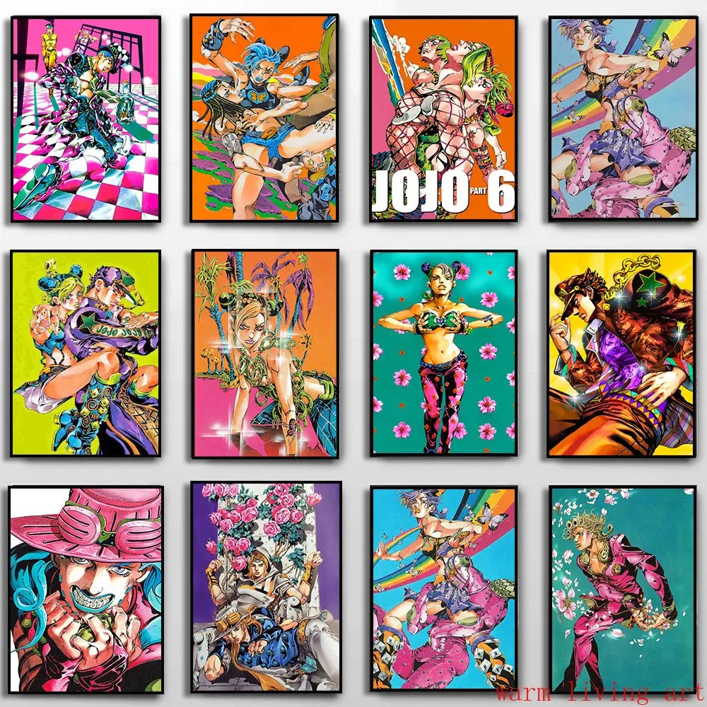 Jojo Anime Merchandise - クラシックなアニメのポスター,家の装飾,ジョジョの奇妙な冒険,ジョジョジョのイラスト,ウォールアート,キャンバスの絵画,印刷されたギフト