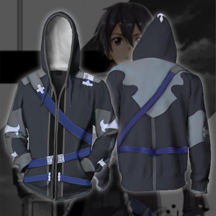 Anime Merchandise For Men - ソードアートオンラインアニメCSジッパーパーカー3Dプリントプルオーバースウェットシャツアニメグッズジャケット
