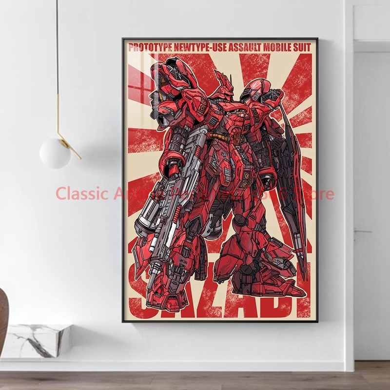 Bandai Gundam Hg - レトロなスタイルのハンギングペインティング,ぼズビモバイルウォリアーフィギュア,壁画,部屋の装飾,誕生日プレゼント,手作り