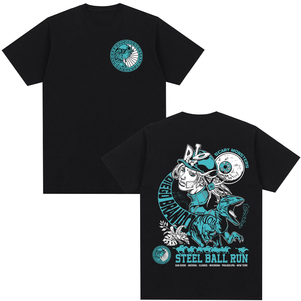 Jojo Anime Merchandise - アニメジョジョの奇妙な冒険 Tシャツ STEEL BALL RUN ディエゴ・ブランド漫画グラフィック