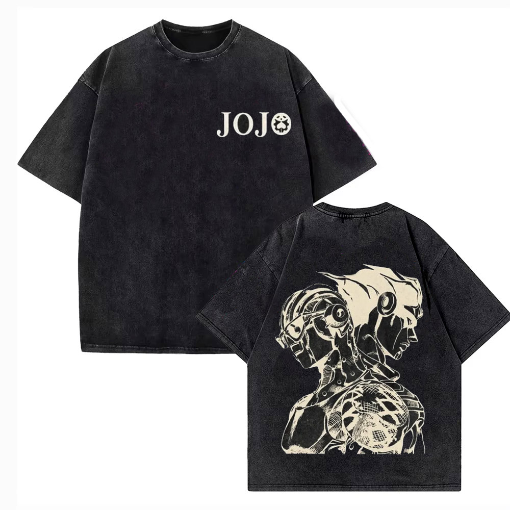ヴィンテージウォッシュ Tシャツ男性ジョジョの奇妙な冒険ジャ - Jojo Anime Merchandise のレビューと価格
