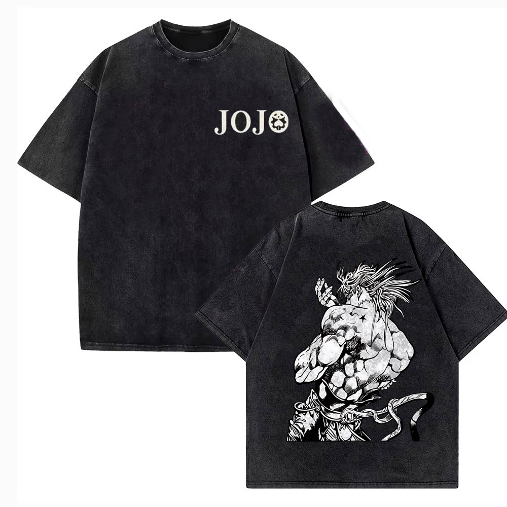 ヴィンテージウォッシュ Tシャツ男性ジョジョの奇妙な冒険ジャ - Jojo Anime Merchandise のレビューと価格