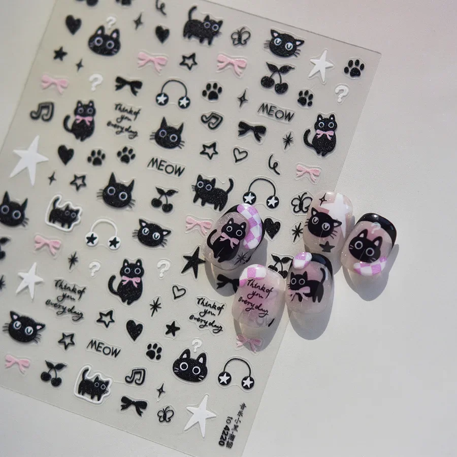 かわいい黒猫子猫ネイルステッカー 5D ちびキャラクター S - Anime Merchandise Nepal のレビューと価格