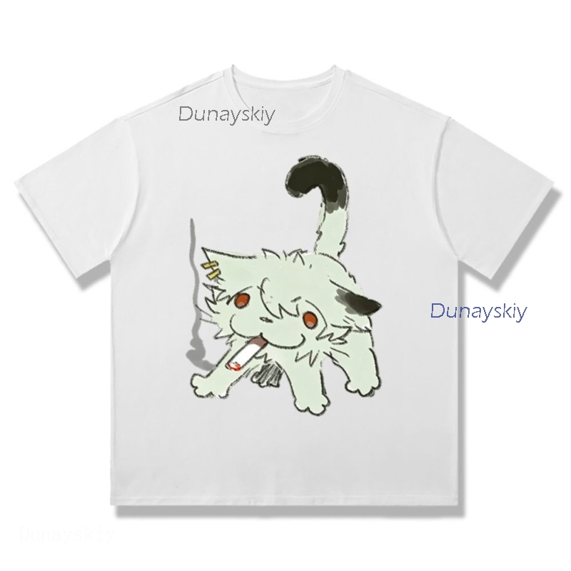 YesOk チェーンスモーカー猫矢尾子かわいいアニメプリント - Anime Merchandise Shirt のレビューと価格