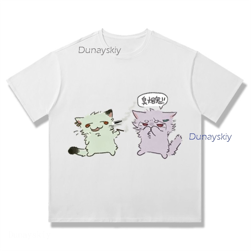 YesOk チェーンスモーカー猫矢尾子かわいいアニメプリント - Anime Merchandise Shirt のレビューと価格