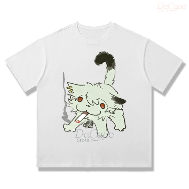 チェーンスモーカーキャットヤニコ佐藤かわいいアニメプリント半 - Anime Merchandise Shirt のレビューと価格